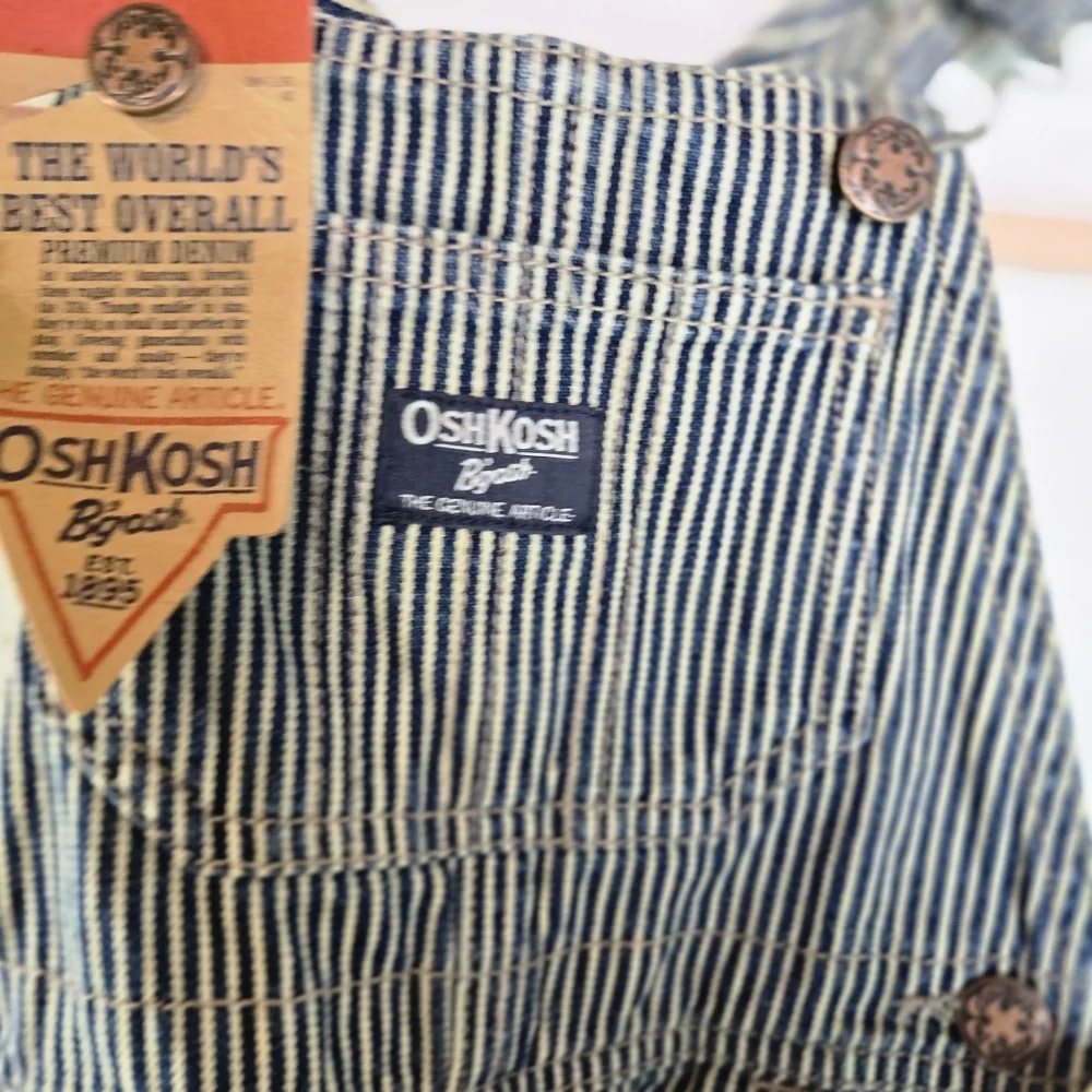 Vtg Osh Kosh B'Gosh Vestbak Engineer Striped Denim Overalls New 1895